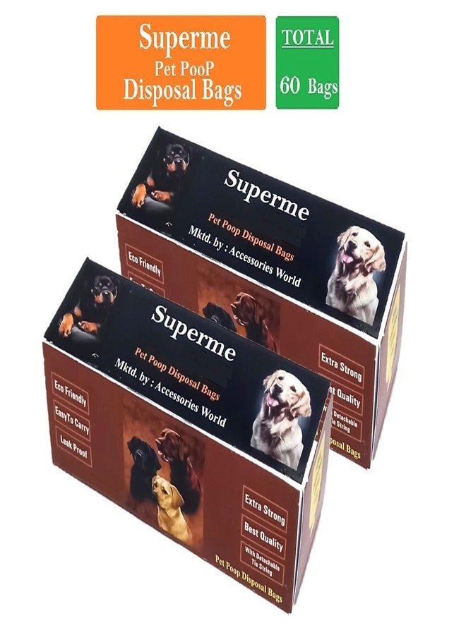 Superme Dog Poop Bags | Pack of 2 Boxes (60 Bags) Size 17 in X 19 in | Leak-Proof Bags for Discreet Disposal of PET Poop | Specially Designed for Big Size Dogs | Dog Potty Picker Bag - Image 4